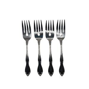Oneida Silver Strathmore Stainless Steel Salad Forks Set Of 4 Glossy Scrolls Del